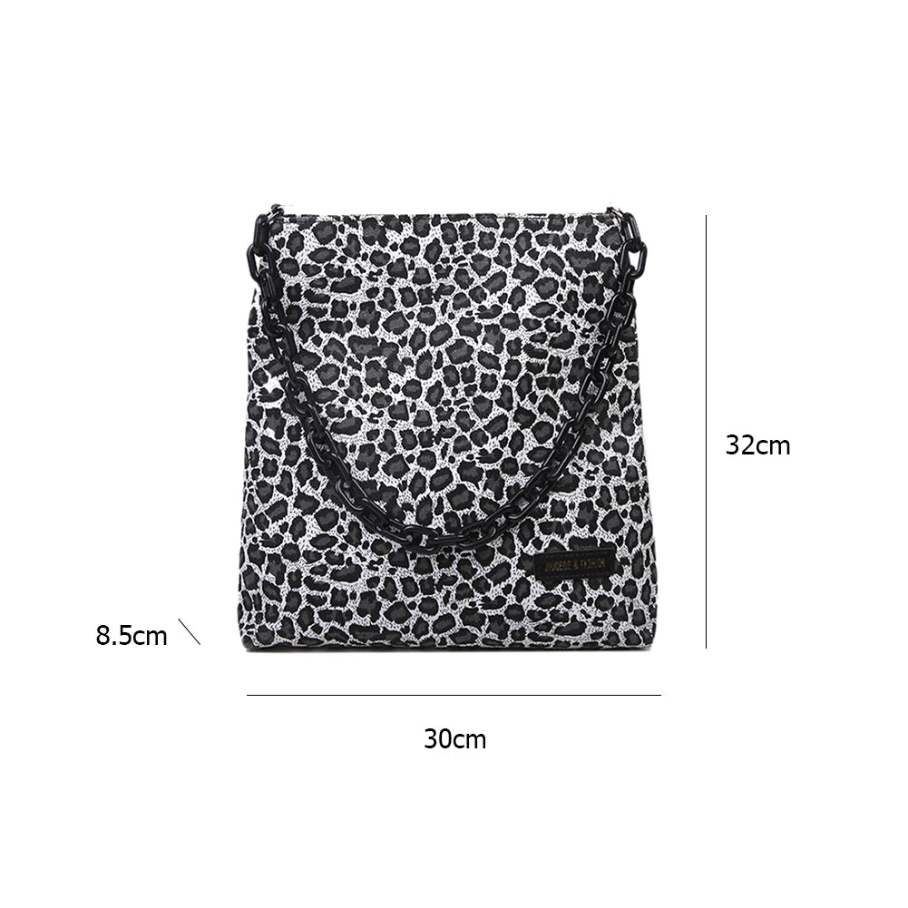 Casual Animal Pattern Handbag Chain Tote Canvas Shoulder Bag