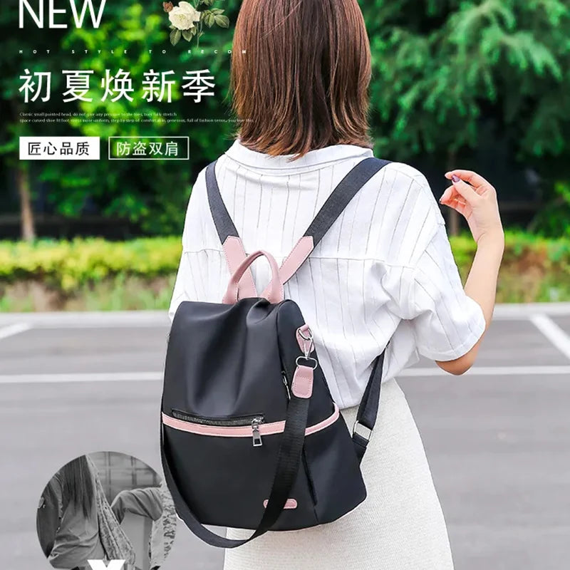Casual Anti-theft Backpack Women Waterproof Oxford School Bags For Teenage Girls