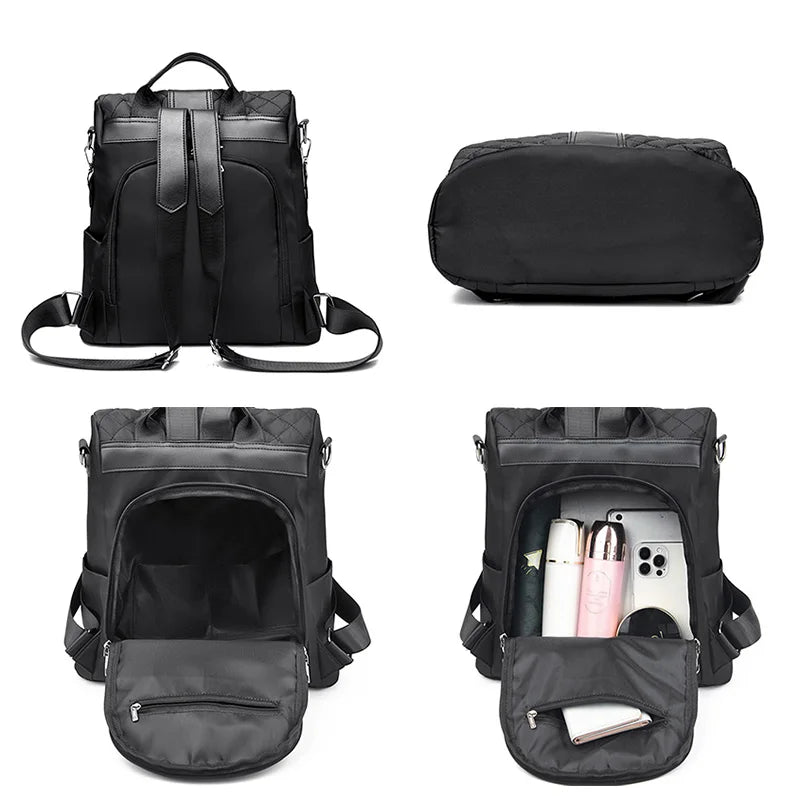 Casual Anti-theft Women's Backpack PU Oxford Shoulder Bags For Teenagers Girl