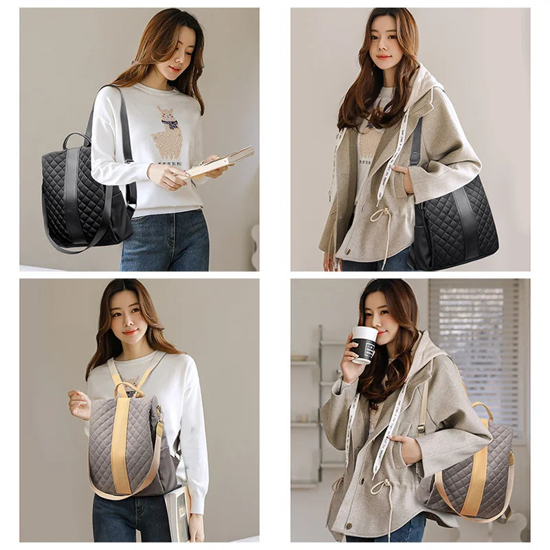 Casual Anti-theft Women's Backpack PU Oxford Shoulder Bags For Teenagers Girl