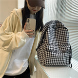 Plaid Daypack Laptop Bag Large Capacity Travel Backpack