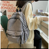 Plaid Daypack Laptop Bag Large Capacity Travel Backpack