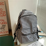Plaid Daypack Laptop Bag Large Capacity Travel Backpack
