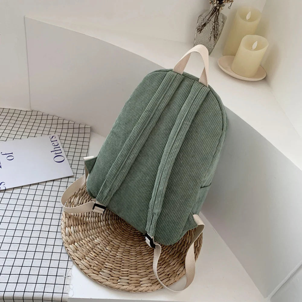 Casual Corduroy College Backpack for Women