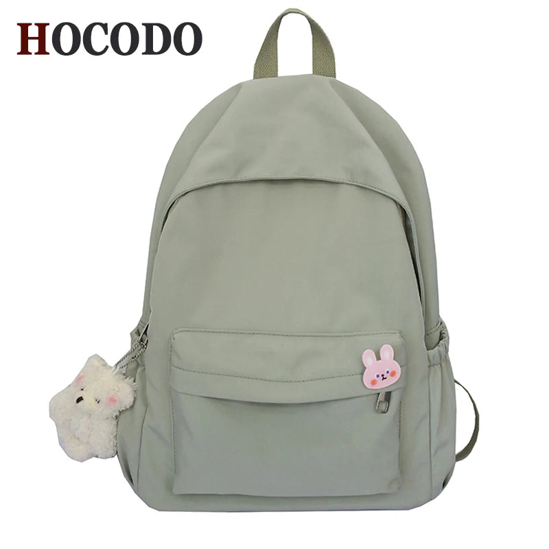 Casual Backpacks Women Solid Shoulder Bag Nylon Teenage Girl School Bag