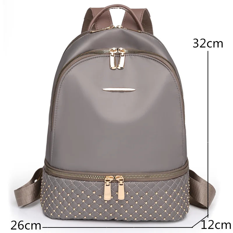 Casual Backpacks Women Large Capacity Rivet Oxford Bagpack Trave Bagpack