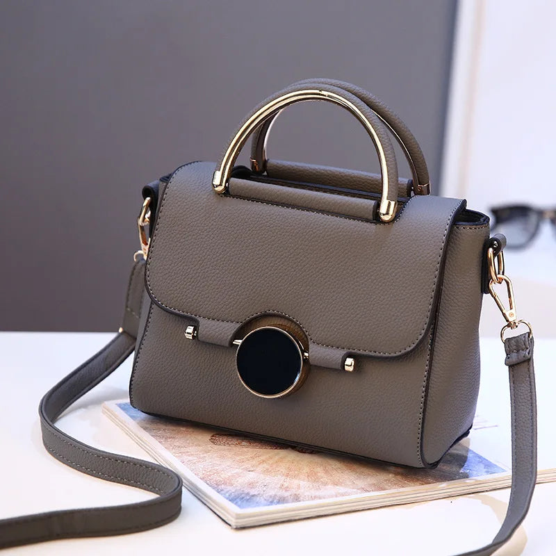 Casual Leather Top-Handle Handbag for Women's