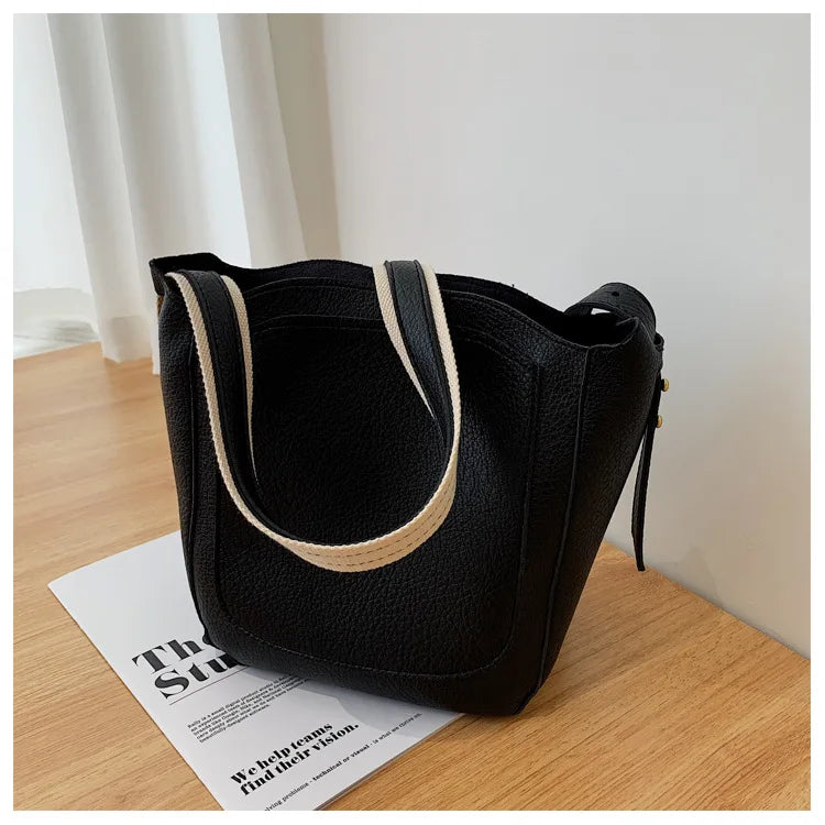 Casual Bucket Bag Tote Soft Pu Leather Crossbody Shoulder Bags for Women