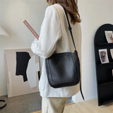 Casual Bucket Bag Tote Soft Pu Leather Crossbody Shoulder Bags for Women