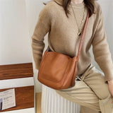 Casual Bucket Bag Tote Soft Pu Leather Crossbody Shoulder Bags for Women