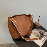 Casual Bucket Bag Tote Soft Pu Leather Crossbody Shoulder Bags for Women