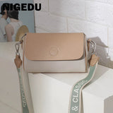 Casual Bucket Handbag Women PU Leather Shoulder Bag Wide Straps Crossbody