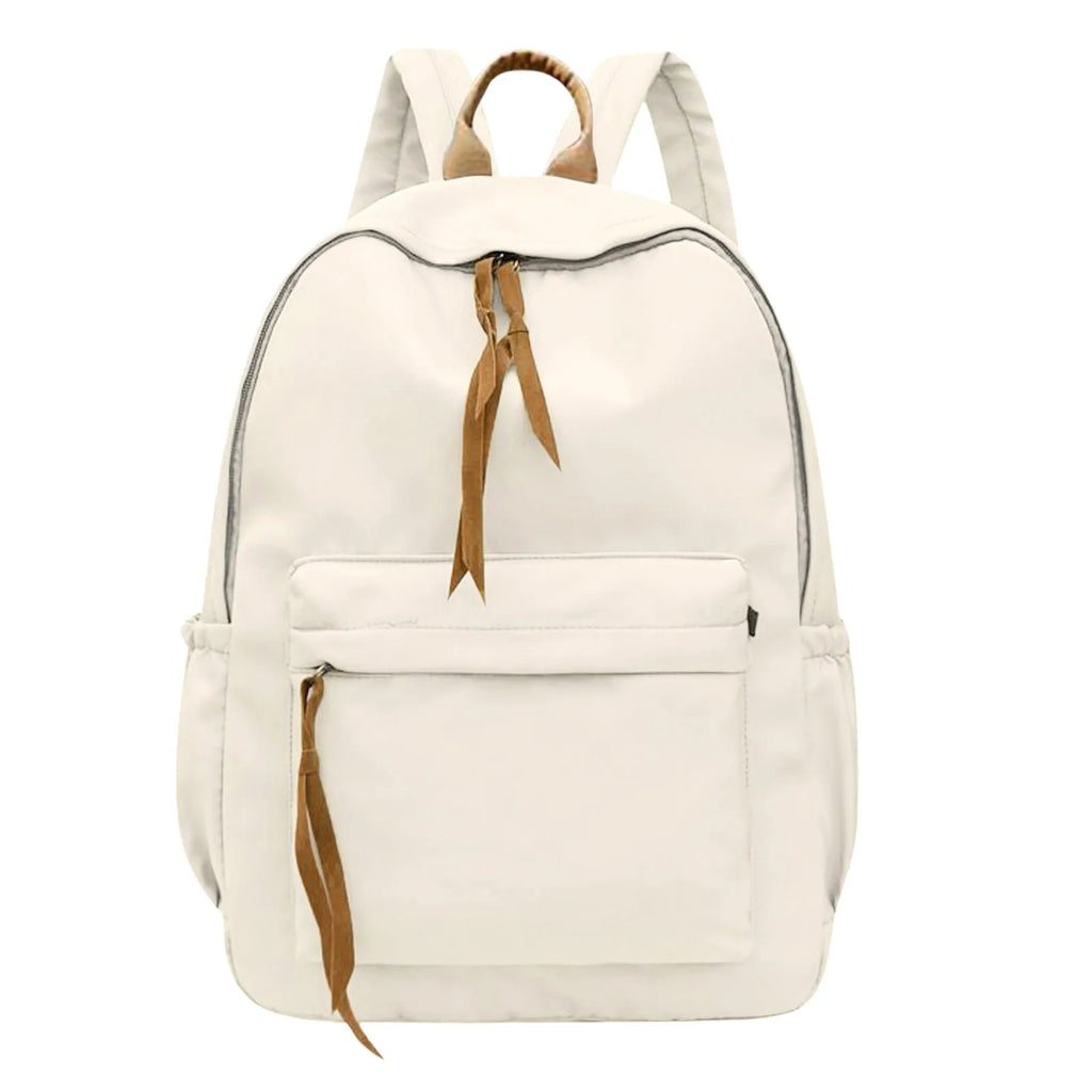 Casual Canvas Backpack For Women Girl Student Preppy Style Solid Zipper School B