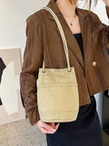 Casual Canvas Bucket Bags for Women Solid Shoulder Crossbody Bag