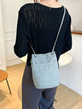 Casual Canvas Bucket Bags for Women Solid Shoulder Crossbody Bag