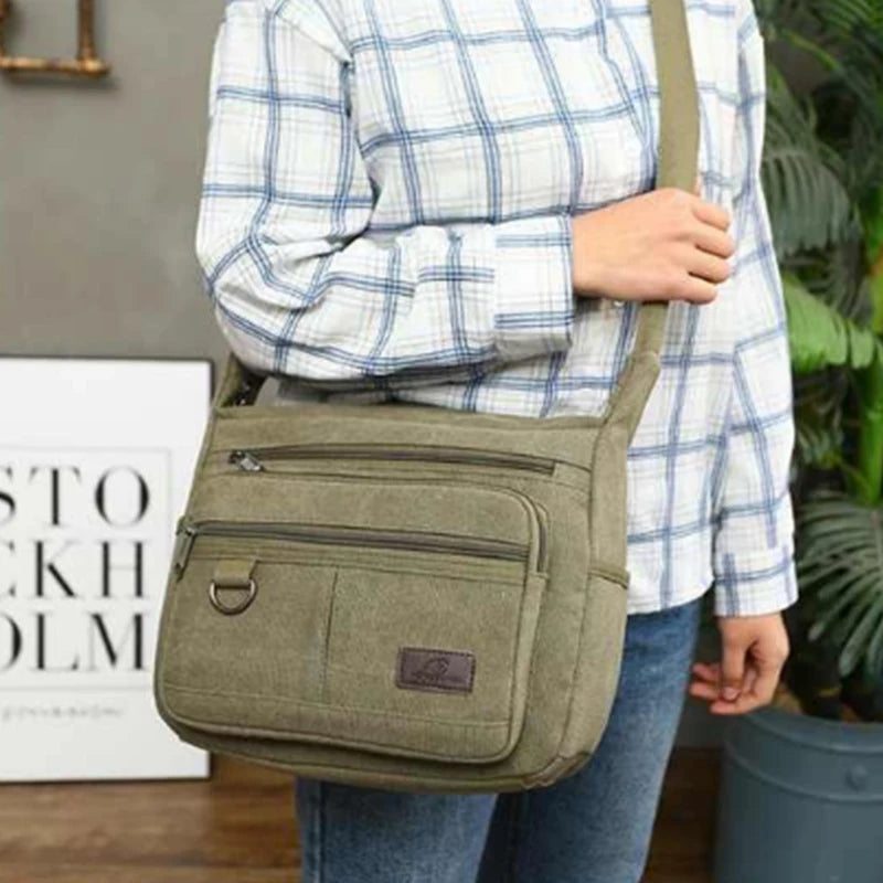 Canvas Crossbody Bags For Women Multi-layer Messenger Shoulder Bag