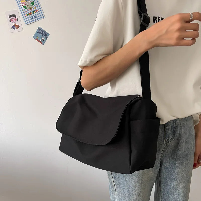 Canvas Flap Bag For Women Large Capacity Handbag Daily Shoulder Crossbody Tote