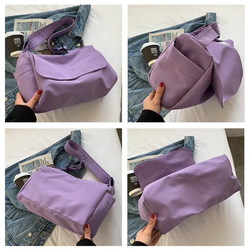 Canvas Flap Bag For Women Large Capacity Handbag Daily Shoulder Crossbody Tote