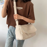 Canvas Flap Bag For Women Large Capacity Handbag Daily Shoulder Crossbody Tote