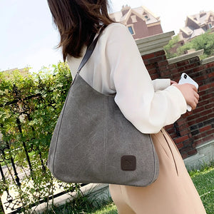 Casual Canvas Handbag Women Large Capacity Shoulder Bag Vintage Lady Shopping Ba