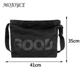 Casual Canvas Ladies Handbags Large Capacity Letter Printed Crossbody Bags Soft