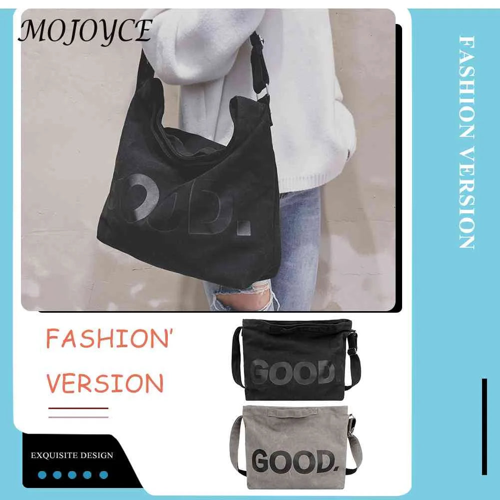 Casual Canvas Ladies Handbags Large Capacity Letter Printed Crossbody Bags Soft