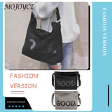 Casual Canvas Ladies Handbags Large Capacity Letter Printed Crossbody Bags Soft