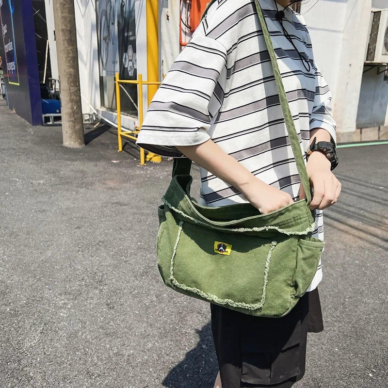 Casual Canvas Ladies Shoulder Bag Solid Crossbody Bag