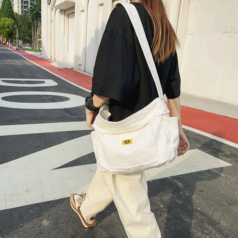 Casual Canvas Ladies Shoulder Bag Solid Crossbody Bag