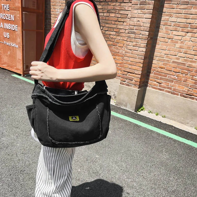 Casual Canvas Ladies Shoulder Bag Solid Crossbody Bag