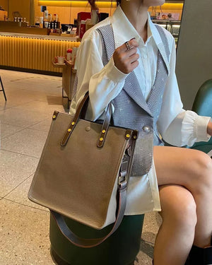 Casual Canvas Large Capacity Tote Bag Women Handbags Letters Shoulder Embroidery