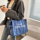 Casual Canvas Letters Shoulder Crossbody Bag Large Capacity Tote Women Handbag