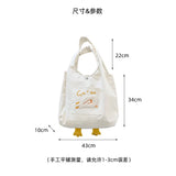 Plush Duck Tote Bag Casual Canvas Shoulder Bag for Women