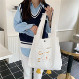 Plush Duck Tote Bag Casual Canvas Shoulder Bag for Women