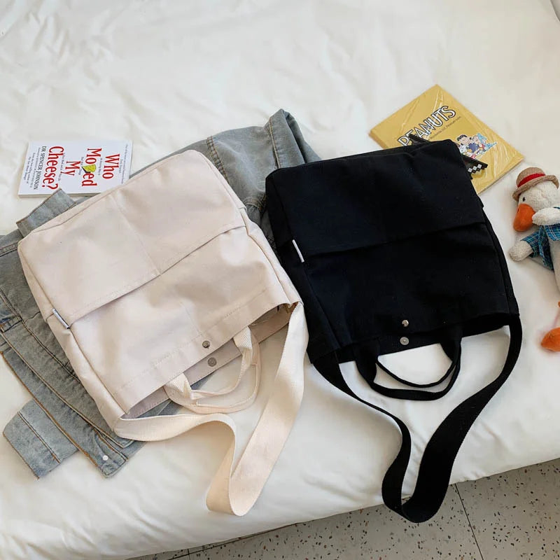 Canvas Shoulder Bag Women Large Capacity Handbag Harajuku Bucket Bag
