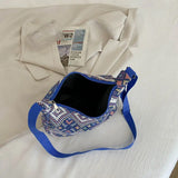 Casual Geometric Canvas Shoulder Bag for Women Large Capacity Tote Handbag