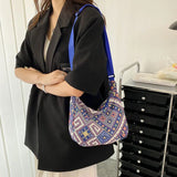 Casual Geometric Canvas Shoulder Bag for Women Large Capacity Tote Handbag