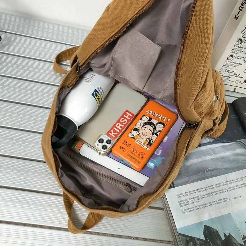 Casual Canvas Backpack Travel Bag Schoolbag