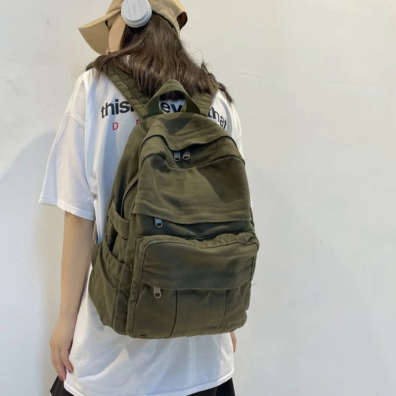 Casual Canvas Backpack Travel Bag Schoolbag
