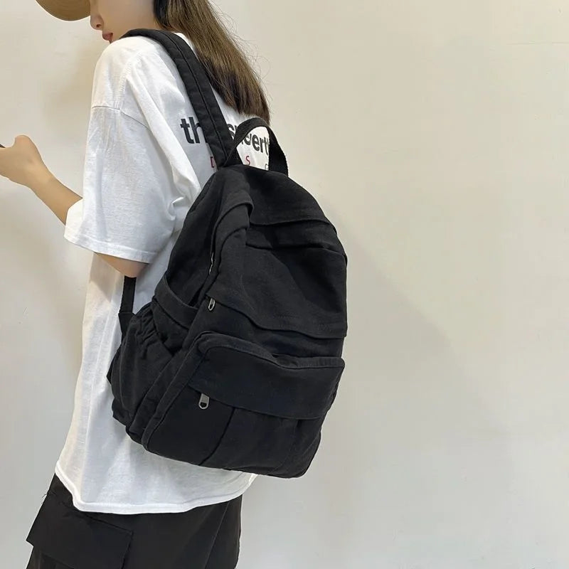 Casual Canvas Backpack Travel Bag Schoolbag