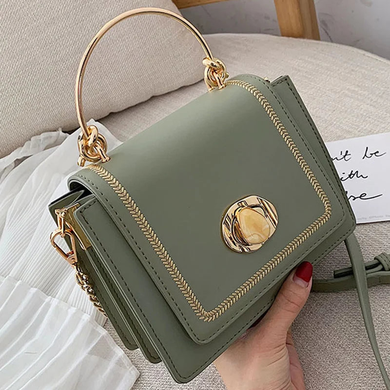 Casual Chain Crossbody Bag for Women Soft Leather Shoulder Bag