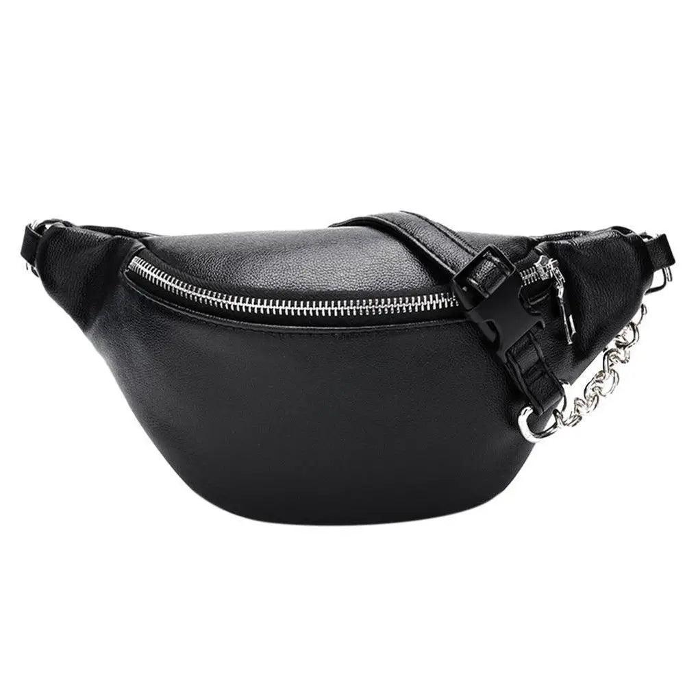 Casual Chain Lychee Leather Fanny Pack Waist Bag Waterproof Antitheft Women Band