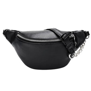 Casual Chain Lychee Leather Fanny Pack Waist Bag Waterproof Antitheft Women Band