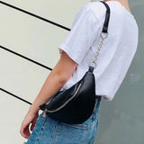 Casual Chain Lychee Leather Fanny Pack Waist Bag Waterproof Antitheft Women Band