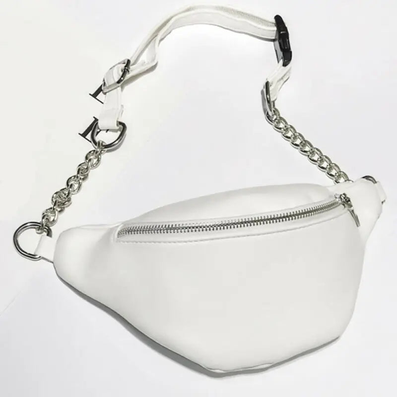 Casual Chain Lychee Leather Fanny Pack Waist Bag Waterproof Antitheft Women Band