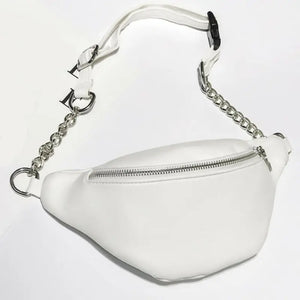 Casual Chain Lychee Leather Fanny Pack Waist Bag Waterproof Antitheft Women Band