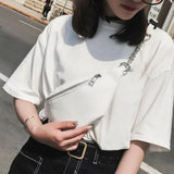 Casual Chain Lychee Leather Fanny Pack Waist Bag Waterproof Antitheft Women Band