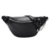 Casual Chain Lychee Leather Fanny Pack Waist Bag Waterproof Antitheft Women Band