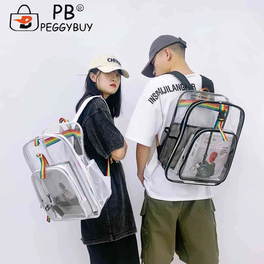Casual Clear Lucency Backpack Transparent See Through PVC Bookbag