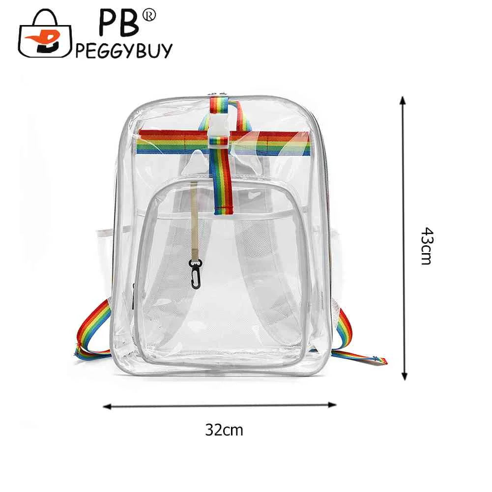 Casual Clear Lucency Backpack Transparent See Through PVC Bookbag